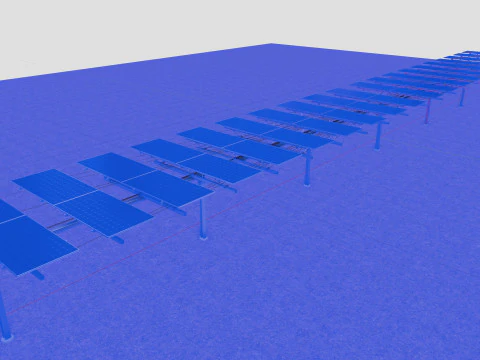Dual Axis Solar Tracker Table 2x10x2-0-55 and 25 Degree 3D Model