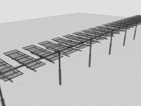 Dual Axis Solar Tracker Table 2x10x2-0-55 and 25 Degree 3D Model