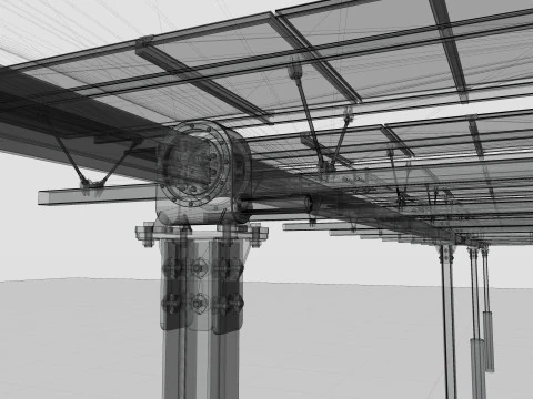 Dual Axis Solar Tracker Table 2x10x2-0-55 and 25 Degree 3D Model