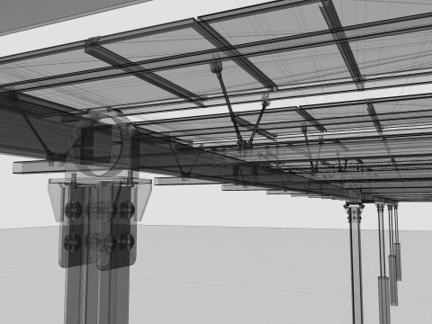 Dual Axis Solar Tracker Table 2x10x2-0-55 and 25 Degree 3D Model