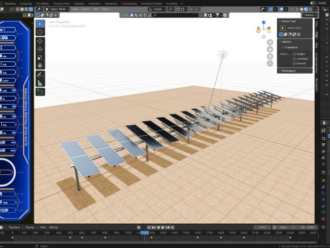 Dual Axis Solar Tracker Table 2x10x2-0-55 and 25 Degree 3D मॉडल