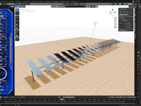 Dual Axis Solar Tracker Table 2x10x2-0-55 and 25 Degree 3D Model