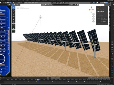 Dual Axis Solar Tracker Table 2x10x2-0-55 and 25 Degree 3D मॉडल