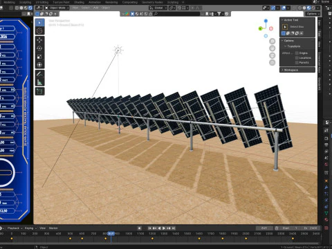 Dual Axis Solar Tracker Table 2x10x2-0-55 and 25 Degree 3D Model