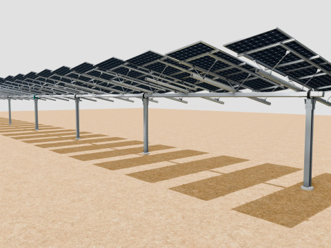 Dual Axis Solar Tracker Table 2x10x2-0-55 and 25 Degree 3D मॉडल