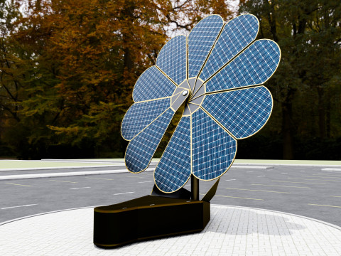 Dual Axis Daisy With Solar Tracking System-10 Wings-5-5 kW Modelo 3D