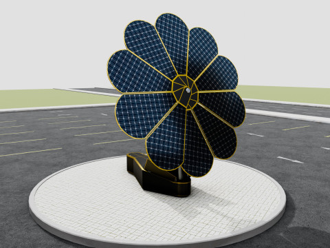 Dual Axis Daisy With Solar Tracking System-10 Wings-5-5 kW Modelo 3D