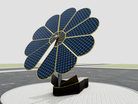 Dual Axis Daisy With Solar Tracking System-10 Wings-5-5 kW Modelo 3D