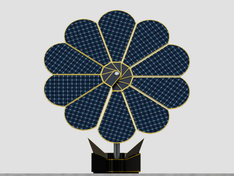 Dual Axis Daisy With Solar Tracking System-10 Wings-5-5 kW Modelo 3D