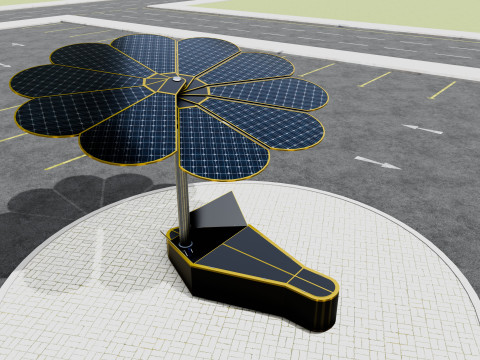 Dual Axis Daisy With Solar Tracking System-10 Wings-5-5 kW Modelo 3D