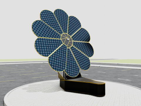 Dual Axis Daisy With Solar Tracking System-10 Wings-5-5 kW Modelo 3D
