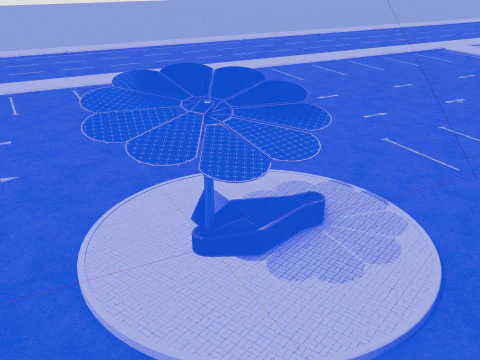 Marguerite &agrave; deux axes avec syst&egrave;me de suivi solaire-10 ailes-5-5 kW Modèle 3D