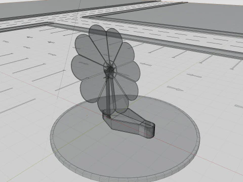 Marguerite &agrave; deux axes avec syst&egrave;me de suivi solaire-10 ailes-5-5 kW Modèle 3D
