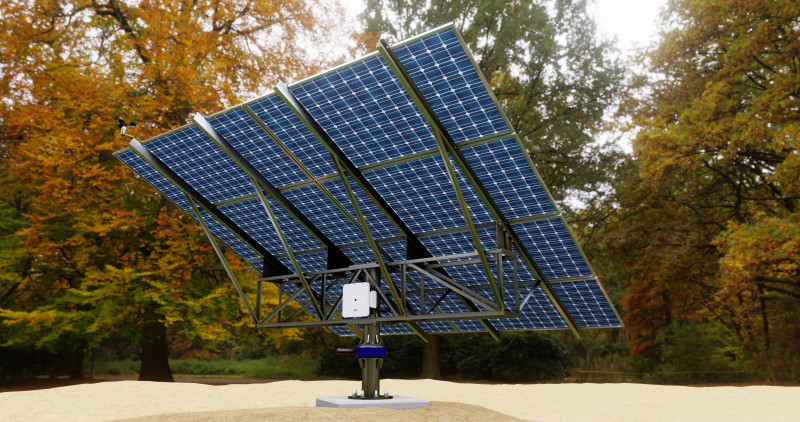 Solar Tracker Pole-2x4 Panel Layout-SOLAR-SIM V01 3D 模型 .c4d .max .obj .3ds .fbx .stl .blend