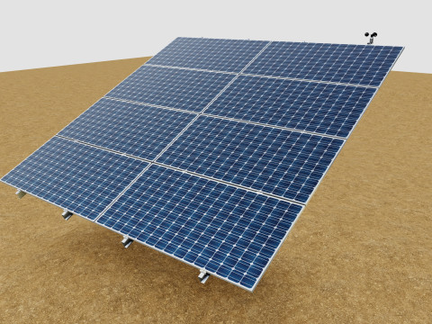 Solar Tracker Pole-2x4 Panel Layout-SOLAR-SIM V01 Model 3D