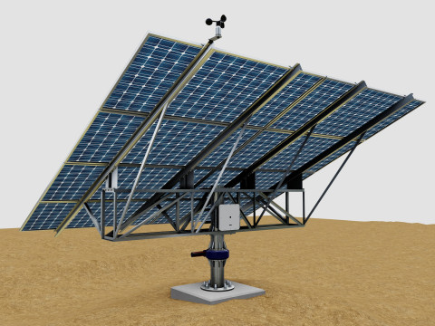 Solar Tracker Pole-2x4 Panel Layout-SOLAR-SIM V01 Model 3D