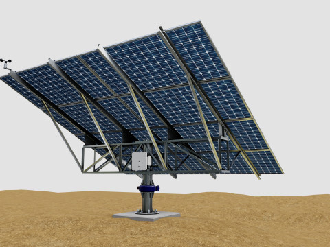 Solar Tracker Pole-2x4 Panel Layout-SOLAR-SIM V01 Model 3D