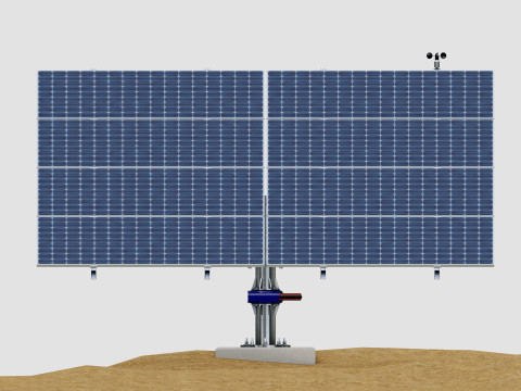 Solar Tracker Pole-2x4 Panel Layout-SOLAR-SIM V01 Model 3D