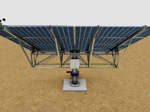 Solar Tracker Pole-2x4 Panel Layout-SOLAR-SIM V01 Model 3D