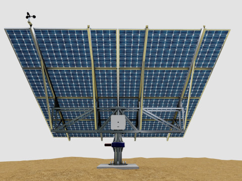 Solar Tracker Pole-2x4 Panel Layout-SOLAR-SIM V01 Model 3D