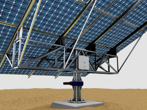 Solar Tracker Pole-2x4 Panel Layout-SOLAR-SIM V01 Model 3D