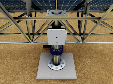 Solar Tracker Pole-2x4 Panel Layout-SOLAR-SIM V01 Model 3D