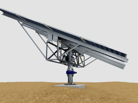 Solar Tracker Pole-2x4 Panel Layout-SOLAR-SIM V01 Model 3D