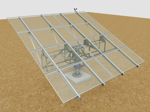 Solar Tracker Pole-2x4 Panel Layout-SOLAR-SIM V01 Model 3D