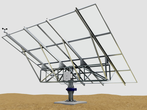 Solar Tracker Pole-2x4 Panel Layout-SOLAR-SIM V01 Model 3D