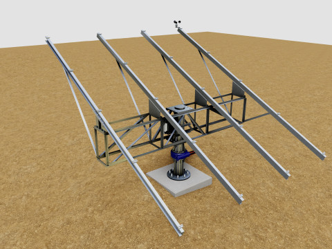 Solar Tracker Pole-2x4 Panel Layout-SOLAR-SIM V01 Model 3D