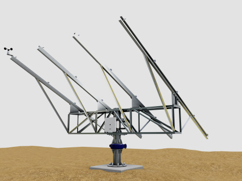 Solar Tracker Pole-2x4 Panel Layout-SOLAR-SIM V01 Model 3D