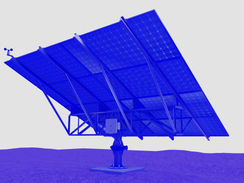 Solar Tracker Pole-2x4 Panel Layout-SOLAR-SIM V01 Model 3D