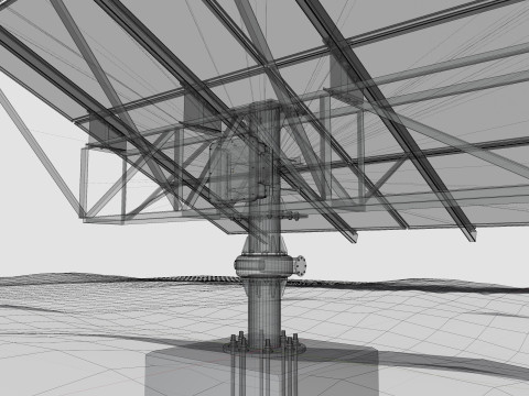 Solar Tracker Pole-2x4 Panel Layout-SOLAR-SIM V01 Model 3D