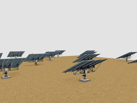 48 kW Solar Tracker Pole-2x4 Panel Layout-SOLAR-SIM V01 3D Model