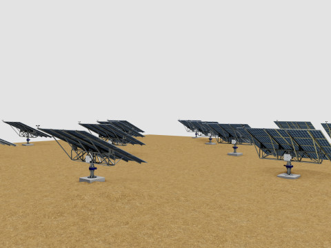 48 kW Solar Tracker Pole-2x4 Panel Layout-SOLAR-SIM V01 3D Model