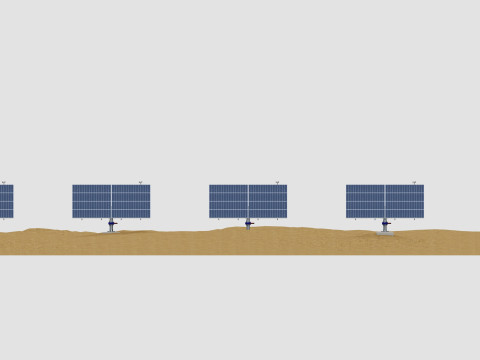 48 kW Solar Tracker Pole-2x4 Panel Layout-SOLAR-SIM V01 3D Model