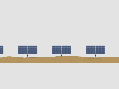 48 kW Solar Tracker Pole-2x4 Panel Layout-SOLAR-SIM V01 3D Model