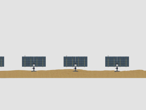48 kW Solar Tracker Pole-2x4 Panel Layout-SOLAR-SIM V01 3D Model
