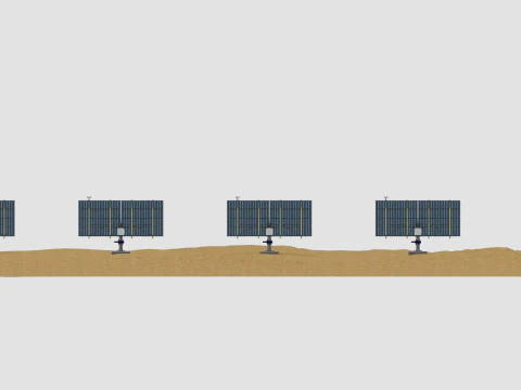 48 kW Solar Tracker Pole-2x4 Panel Layout-SOLAR-SIM V01 3D Model