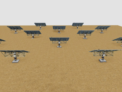 48 kW Solar Tracker Pole-2x4 Panel Layout-SOLAR-SIM V01 3D Model