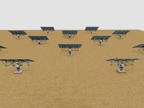 48 kW Solar Tracker Pole-2x4 Panel Layout-SOLAR-SIM V01 3D Model