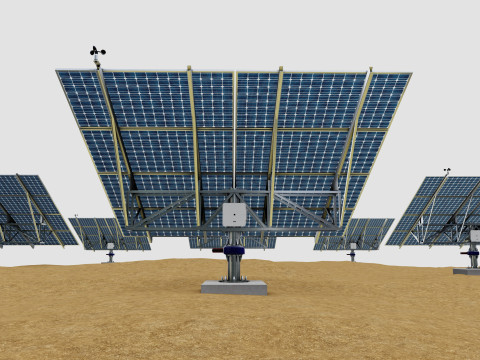 48 kW Solar Tracker Pole-2x4 Panel Layout-SOLAR-SIM V01 3D Model