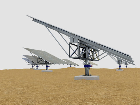 48 kW Solar Tracker Pole-2x4 Panel Layout-SOLAR-SIM V01 3D Model