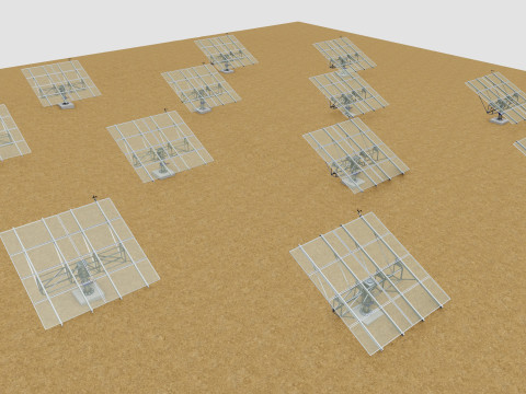 48 kW Solar Tracker Pole-2x4 Panel Layout-SOLAR-SIM V01 3D Model