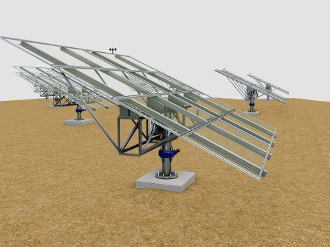 48 kW Solar Tracker Pole-2x4 Panel Layout-SOLAR-SIM V01 3D Model