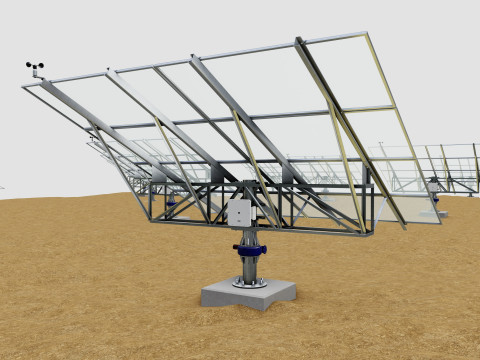 48 kW Solar Tracker Pole-2x4 Panel Layout-SOLAR-SIM V01 3D Model