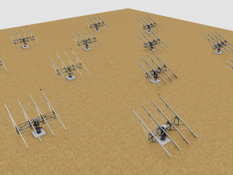 48 kW Solar Tracker Pole-2x4 Panel Layout-SOLAR-SIM V01 3D Model