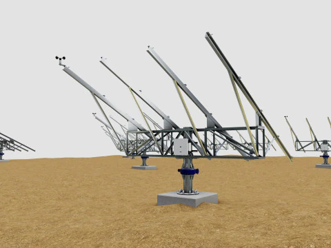 48 kW Solar Tracker Pole-2x4 Panel Layout-SOLAR-SIM V01 3D Model