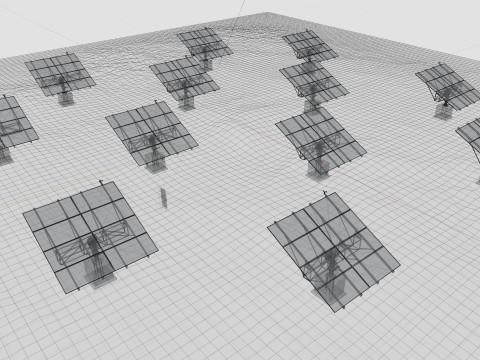 48 kW Solar Tracker Pole-2x4 Panel Layout-SOLAR-SIM V01 3D Model