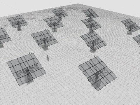 48 kW Solar Tracker Pole-2x4 Panel Layout-SOLAR-SIM V01 3D Model